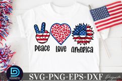 Peace Love America SVG. 4th July Sunflower SVG Product Image 4