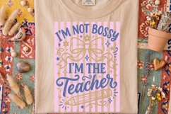 I'm Not Bossy I'm The Teacher Png, Retro Striped Teacher Png Product Image 3