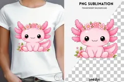 Pastel kawaii axolotl png design for T-shirts Product Image 4