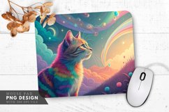 Dreamy Rainbow Cat Landscape Mouse Pad PNG Design Product Image 1