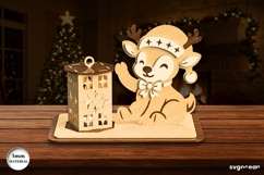 Christmas Deer Candle Holder Laser Cut | Glowforge | SVG Product Image 1