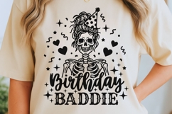 Birthday Baddie Svg, Birthday Girl Svg, Skeleton Girl Svg. Product Image 5