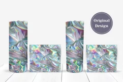 Holographic Waves Tumbler Sublimation, Neon Tumbler Wrap PNG Product Image 4