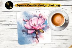 Flowers Square Coaster design,Magnolia Coaster sublimation Product Image 1
