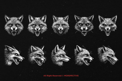 10 Bundle Dark Art Fox Face Wildlife Scary Horror Tattoo Product Image 6