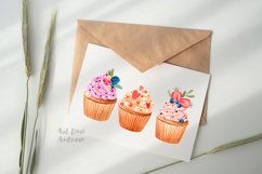 Cupcakes clipart, Watercolor birthday cupcake sublimation Product Image 5