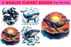 Whales Clipart design PNG Product Image 1