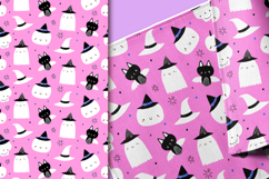 Cute Halloween Seamless Patterns Hand Drawn Ghosts Product Image 7
