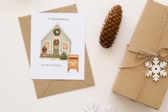 Watercolor Winter Christmas Home Clipart Product Image 2