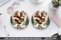 Squirrel Car Coaster Sublimation| Christmas Coaster PNG Product Image 1