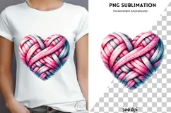 Valentine knitted heart png design for T-shirts Product Image 4