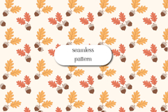 Oak Leaves and Acorns Seamless Autumn Pattern Design Product Image 1