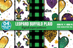 Leopard Buffalo Plaid Mardi Digital Paper Bundle PNG Product Image 4