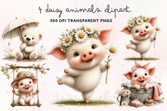 Daisy Animals Clipart PNG Product Image 1