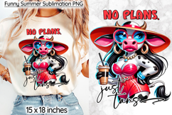 Funny Summer Cow Sublimation, No Plans Just Tans Cow Print Product Image 1