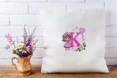 Letter K Girl Machine Embroidery Design Product Image 5