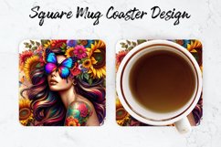 Girl Mug coaster | Coaster | Sublimation Design Product Image 1