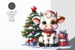 Christmas clipart, Christmas cow clipart, Cow clipart Product Image 1