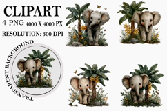 Safari Animals Clipart Watercolor PNG Product Image 1