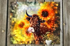 Cow & sunflowers | 9 Skinny tumbler Sublimation designs, JPG Product Image 4
