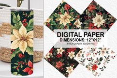 Christmas Floral Seamless Digital Paper-Christmas Background Product Image 1