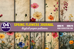 Spring Flowers Journal Digital Paper PNG Product Image 1