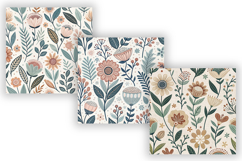 Minimal Folk Floral Seamless Patterns Bundle, Scandinavian Product Image 4