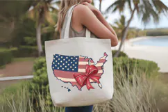USA Flag Map Red Bow 4th of July PNG Sublimation Design Product Image 4