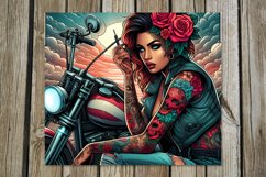 Motorcycle girl | Skinny tumbler sublimation design bundle Product Image 4