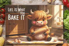 Funny Baking Cow PNG Cutting Board, Baking Highland Cow PNG Product Image 4