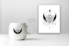 Crescent moon with sparkling lotus flower SVG set Product Image 2
