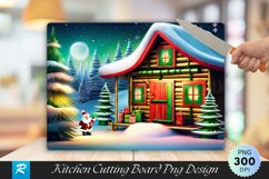 Santa&#039;s Workshop Bamboo Cutting Board Sublimation Design Product Image 1