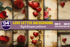 Love Letter Background Digital Paper Bundle PNG Product Image 5