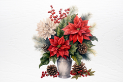 Christmas Flower Bouquet Clipart PNG Product Image 4