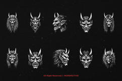 10 Bundle Dark Art Japanese Demonic Hannya Mask Oni Skull Product Image 6