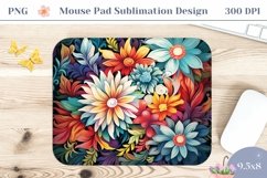 Flowers Mouse Pad Design, Floral Mousepad Wrap Design Product Image 1