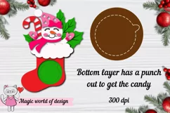 Snowman girl in a Christmas sock candy dome svg Product Image 6