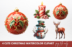 Cute Christmas Watercolor Clipart Sublimation PNG Product Image 1