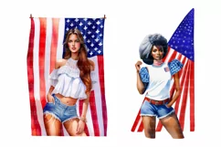 USA Independence Day Girls Clipart Set, 4th of July clipart Product Image 3