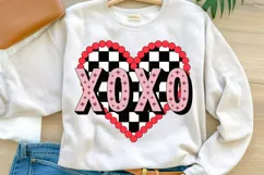XOXO Checkerboard Heart PNG | Valentine’s Day Retro Heart Product Image 1