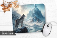 Lone Wolf Mountain Peak Enchanted Icy Kingdom Mouse Pad PNG Product Image 1