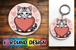 Bright Round Coasters Design, Cat Valentin's Day Product Image 1