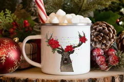 Christmas Deer | Png Sublimation | Red Flowers | Xmas Season Product Image 4