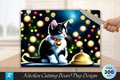 Festive Tuxedo Kitten Cutting Board Sublimation Product Image 1