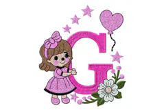 Letter G Girl Machine Embroidery Design Product Image 1