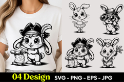 Pirate Bunny Cartoon SVG PNG Product Image 1