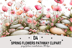 Spring Flowers Pathway Clipart Watercolor Clipart png Product Image 1
