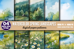 Watercolor Spring Landscapes Pack Digital Paper Background B Product Image 5