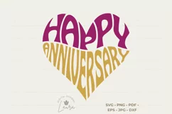 Happy Anniversary Cut File | Heart Word Art Product Image 2