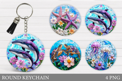 Sea Animals Keychain Design. Sea Animals Sublimation Product Image 1
